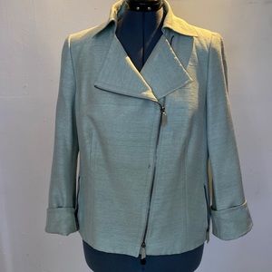 AKRIS punto raw silk blazer US16 F48 D46